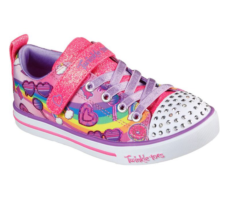 Skechers Flickor Rosa/Olika Färger Sneakers - Twinkle Toes: Sparkle Lite - Rainbow Skies - Sverige (